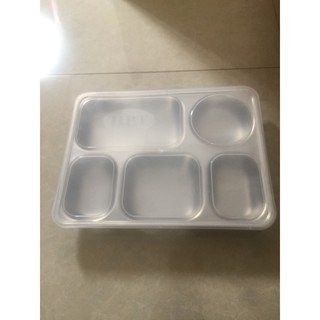 Khay cơm phần (Made in VN) 5 ô inox 201 có nắp nhựa
