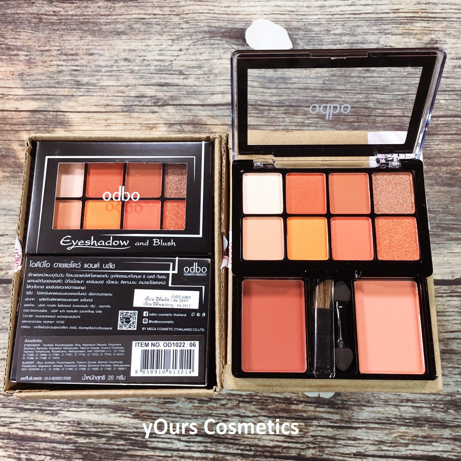 [ COMBO 2in1] Bảng Phấn Mắt Kèm Má Hồng Tông Đỏ Cam Cháy, Có Nhũ Odbo OD1022 2 Tầng (chính hãng Thái)) | BigBuy360 - bigbuy360.vn