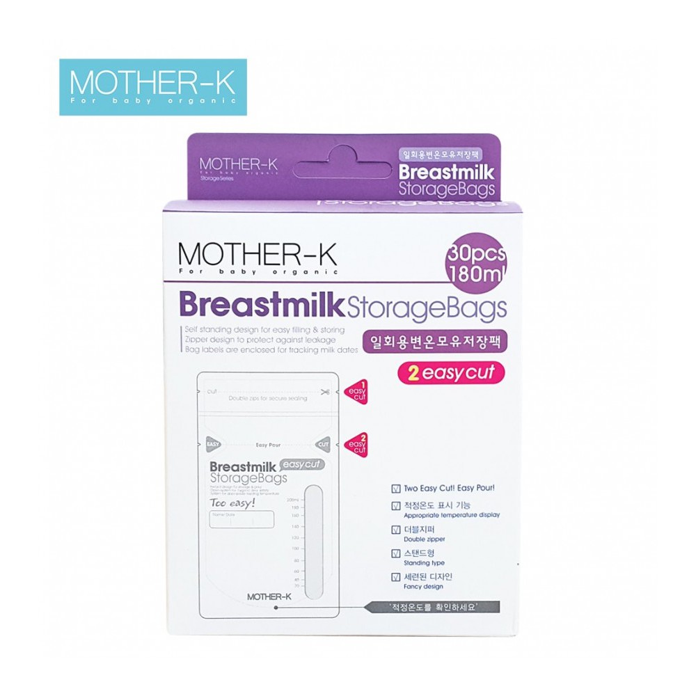Túi trữ sữa cảm biến nhiệt miệng cắt Mother-K Hàn Quốc (30c)