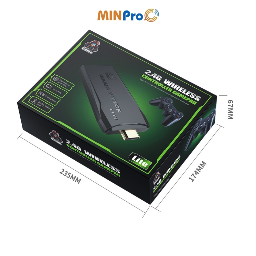 Máy chơi game cầm tay mini MINPRO 4 nút 3500 game huyền thoại chất lượng 4K , kết nối HDMI - Bảo Hành 12 Tháng