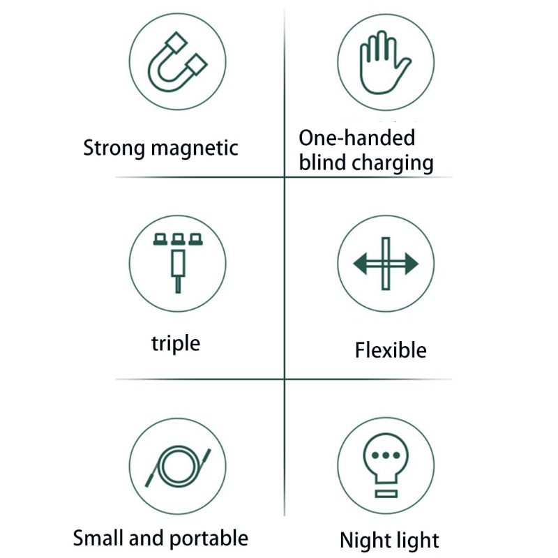 Cáp Sạc Điện Thoại Từ Tính 3 Trong 1 Đa Năng Có Thể Thu Gọn