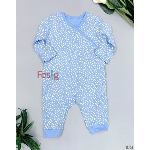 Sleepsuit Cài Nút Không Vớ Bé Gái Geo - Xanh Chấm Trắng