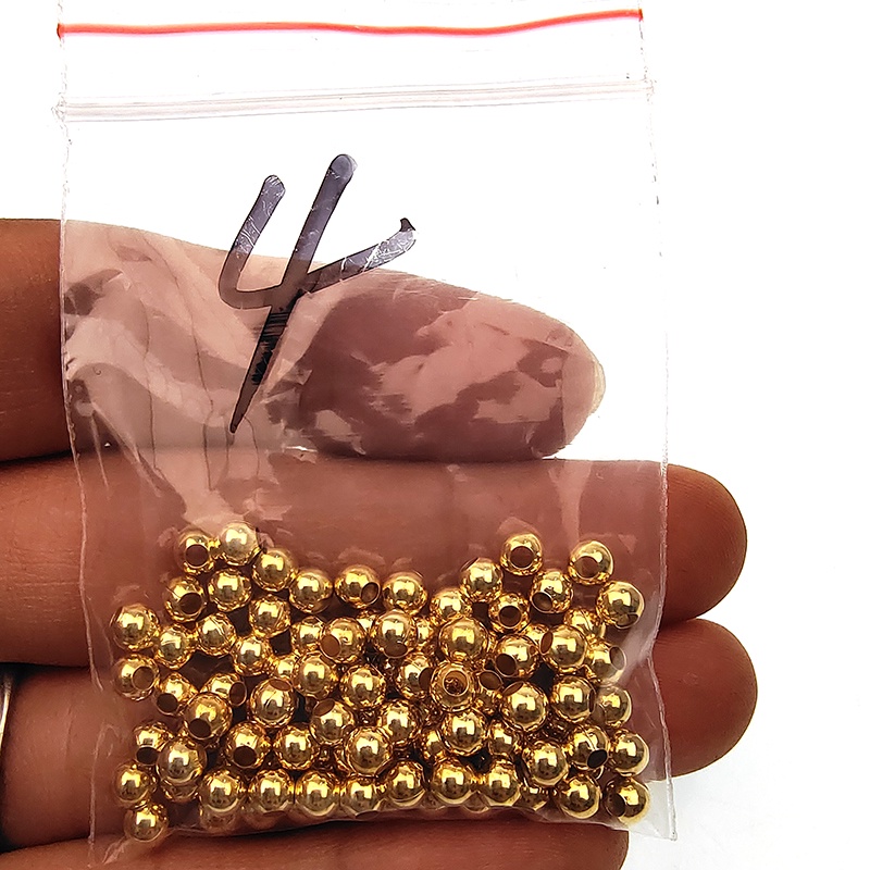 Set 100 Hạt Đồng Thau Tròn 2/3/4mm Tự Xỏ Dây Câu Cá