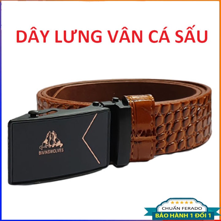 Dây lưng, dây nịt lưng nam vân cá sấu - khoá tự động cao cấp
