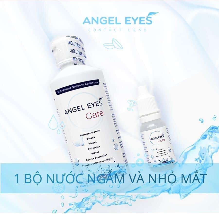 COMBO Nước Ngâm Lens 150ml + Nhỏ Mắt Lens 13ml Angel Eyes Aqua B5 | Nước ngâm kính + nhỏ mắt kính áp tròng cao cấp