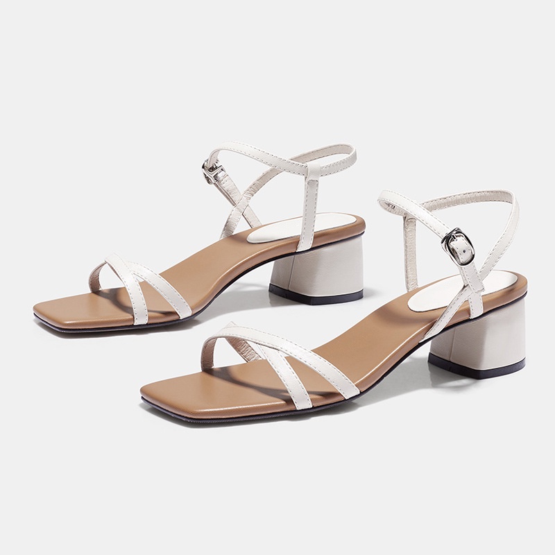 Giày Sandal DILY Gót Vuông Mũi Vuông Quai Mảnh Cao 5cm_AA0275