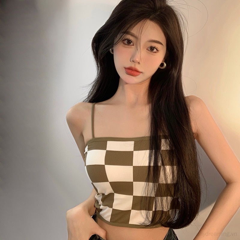 Áo Tank Top Hai Dây Có Mút Đệm Thời Trang Cho Nữ