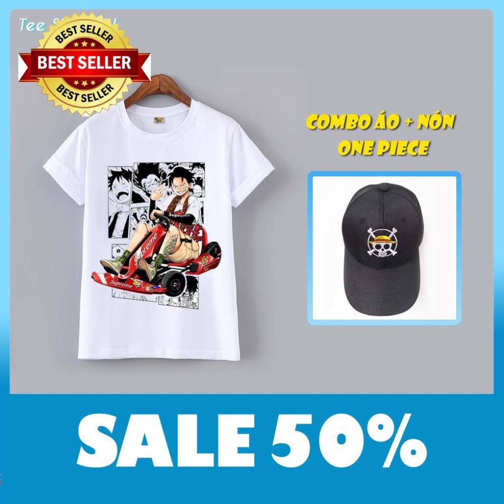 (SALE SỐC) Combo Áo thun và Nón One Piece Luffy Street Style - Có size trẻ em C2531
