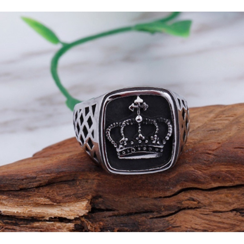 Nhẫn Kim Loại Hình Vương Miện Phong Cách Vintage Cho Nam