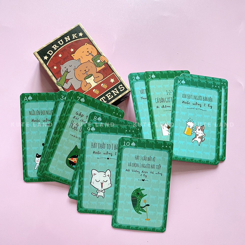 Bộ bài Drunk Kittens Drinking Game Việt Hoá Giá Rẻ Thẻ bài cực đã 52 lá say quên lối về K-DRKT