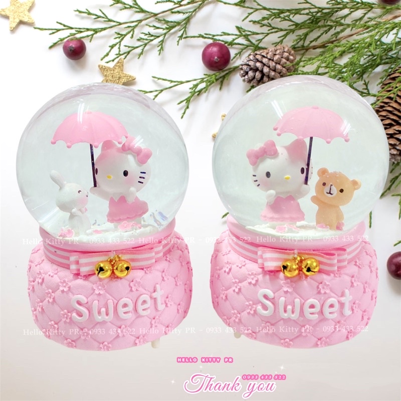 Quả cầu tuyết pha lê Hello Kitty - gấu dâu Lotso