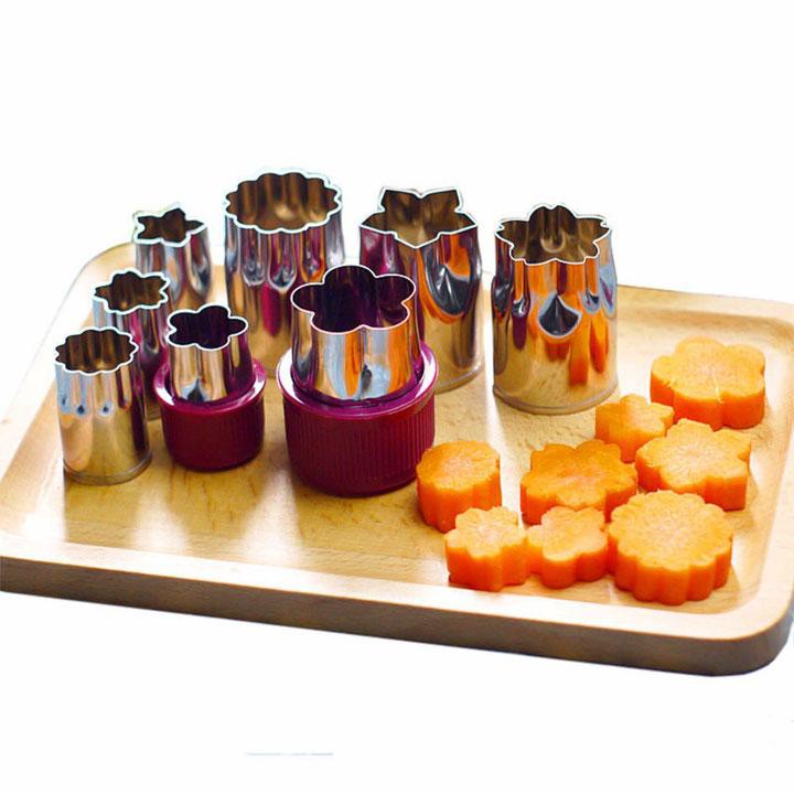 Bộ 8 khuôn tạo hình dập cắt rau củ quả/BỘ KHUÔN DẬP CẮT CỦ QUẢ TẠO HÌNH INOX