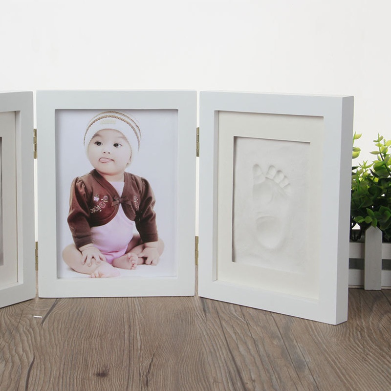 Khung Ảnh In Dấu Chân Tay 3D Bằng Đất Sét Mềm Dành Cho Bé Sơ Sinh DIY