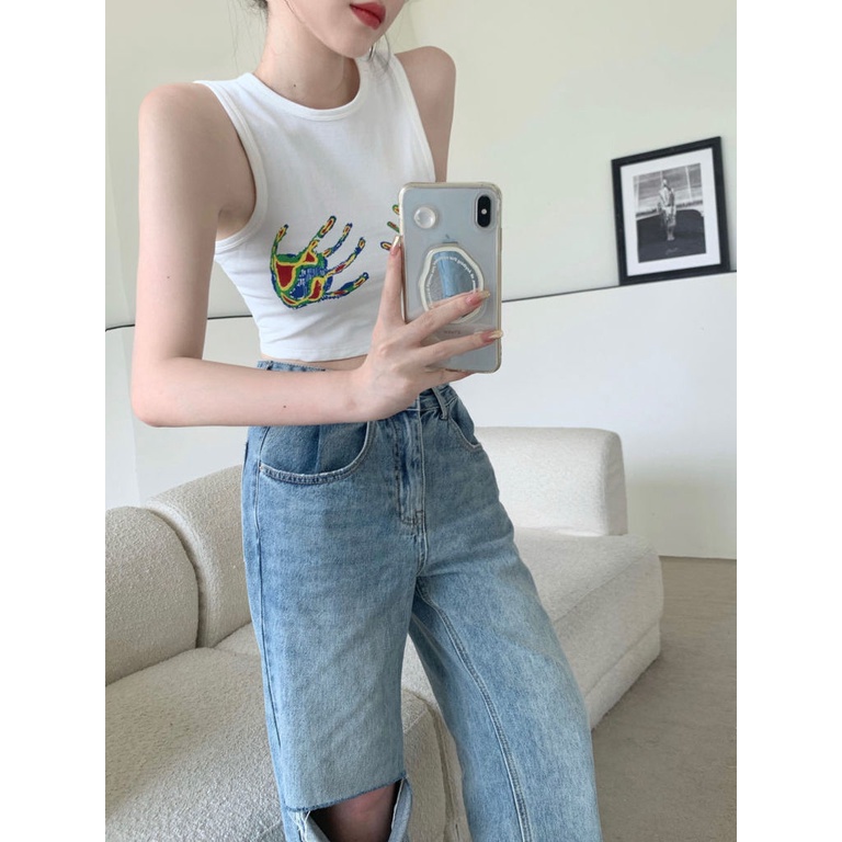 Áo Lửng Không Tay Phong Cách retro Thời Trang Cho Nữ
