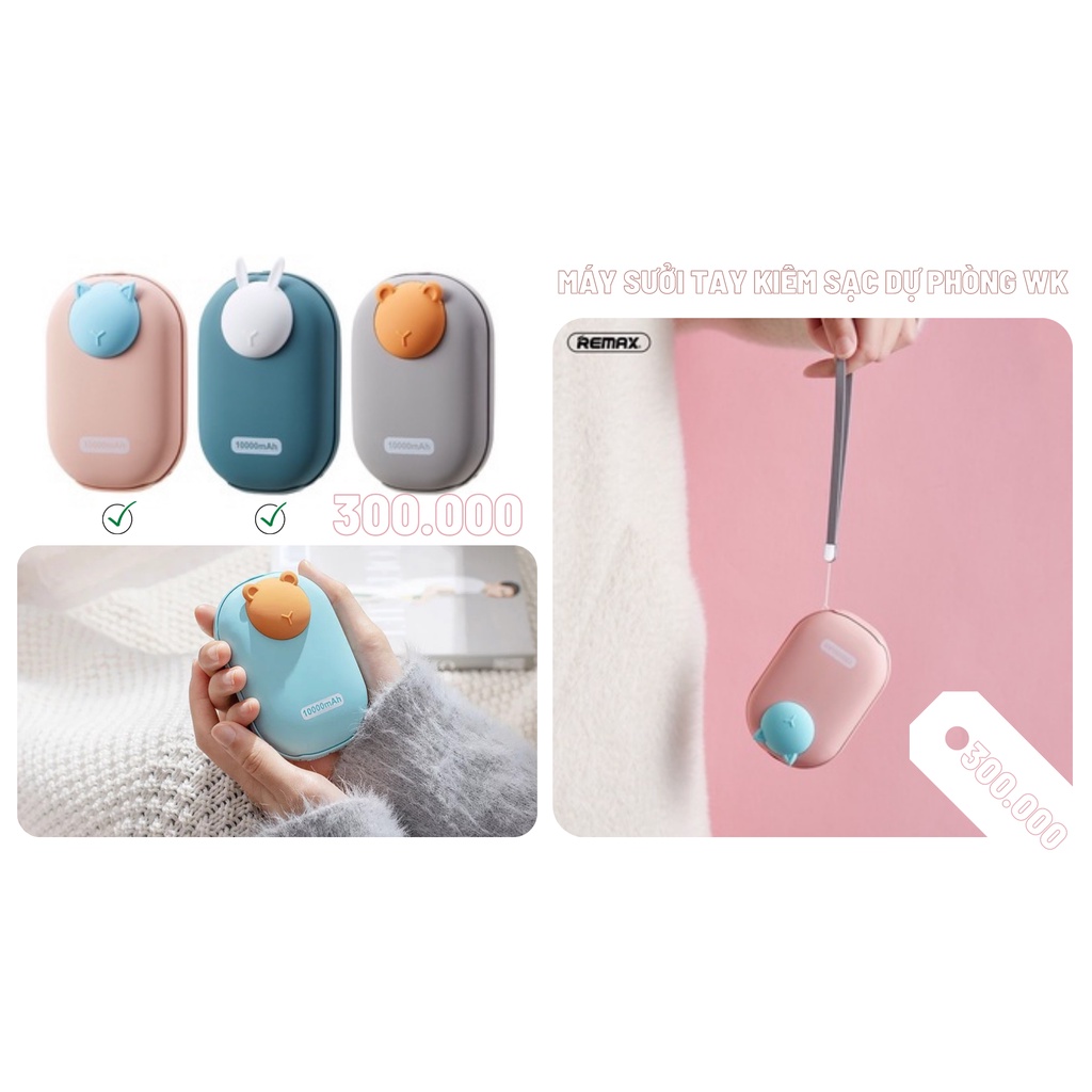 Máy sưởi tay Mini tích hợp sạc dự phòng Remax WK 10000mAh(Số Lượng Ít)