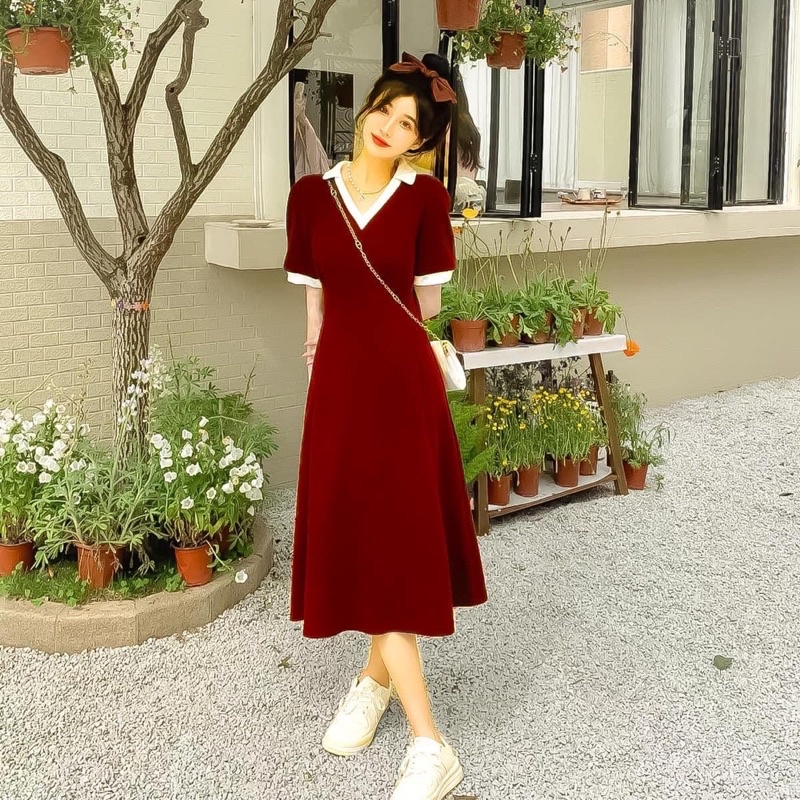 Đầm Maxi cổ V viền trắng Bigsize từ 60-90 ký đi tiệc, đi chơi, công sở đều xinh. Thời trang nữ dành cho khách ngoại cỡ