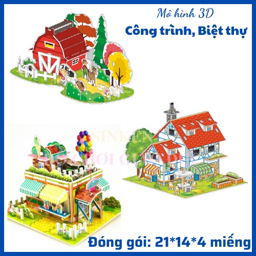 Mô hình Lâu đài, Biệt thự 3D, Đồ chơi Xếp hình cho bé tuổi 6+ Tư duy Logic, Kiên nhẫn, Sáng tạo