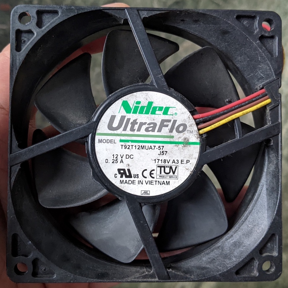 Quạt tản nhiệt Nidec UltraFlo 92x92x25mm 12V 0.25A