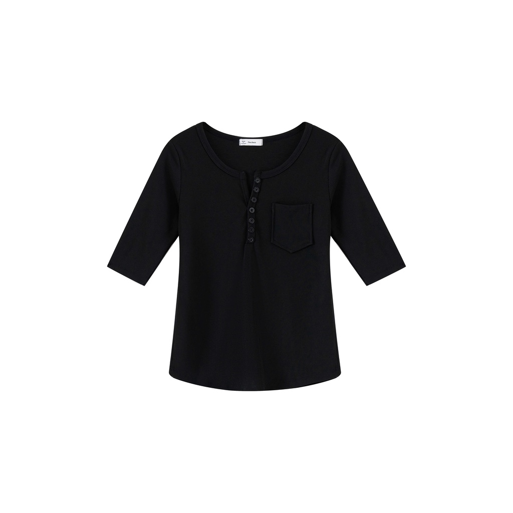 Áo thun gân tay lỡ The Basic dáng ôm co giãn thoáng mát
