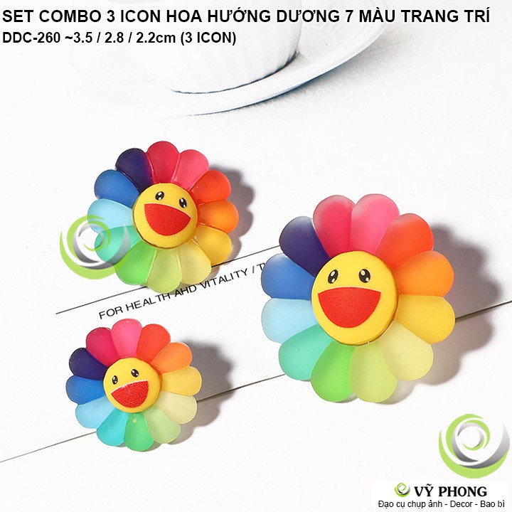 SET 3 ICON LOGO HÌNH HOA HƯỚNG DƯƠNG 7 MÀU DIY TRANG SỨC ĐỒ TRANG TRÍ ĐẠO CỤ CHỤP ẢNH SẢN PHẨM INS DDC-260