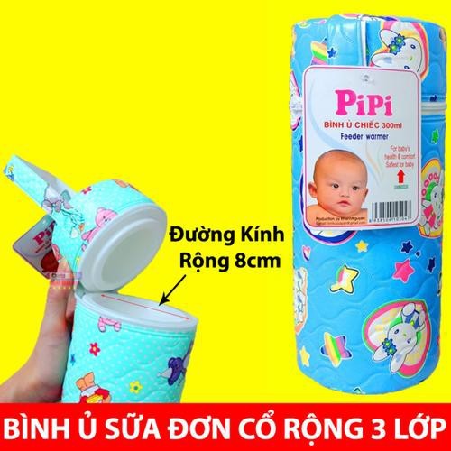 Bình Ủ Sữa Đơn/Đôi Lớn 300ml PiPi Dùng Cho Bình Sữa Cổ Rộng Giữ Nhiệt Lâu Cao Cấp-Túi Giữ Nhiệt Bình Sữa Cho Bé.