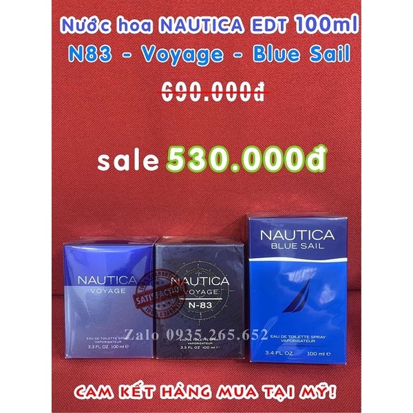 Nước hoa Nautica Voyage - Voyage N83 - Nautica Blue Sail , EDT 100ml hàng US gửi về, cực thơm mát, bám dai.