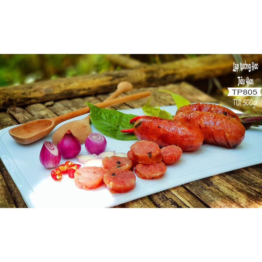 LẠP XƯỞNG HEO TIÊU ĐEN BỌC 500GR