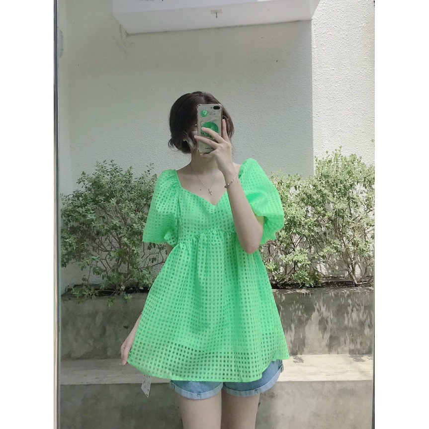 ÁO BBD CARO TAY PHỒNG VIBEA