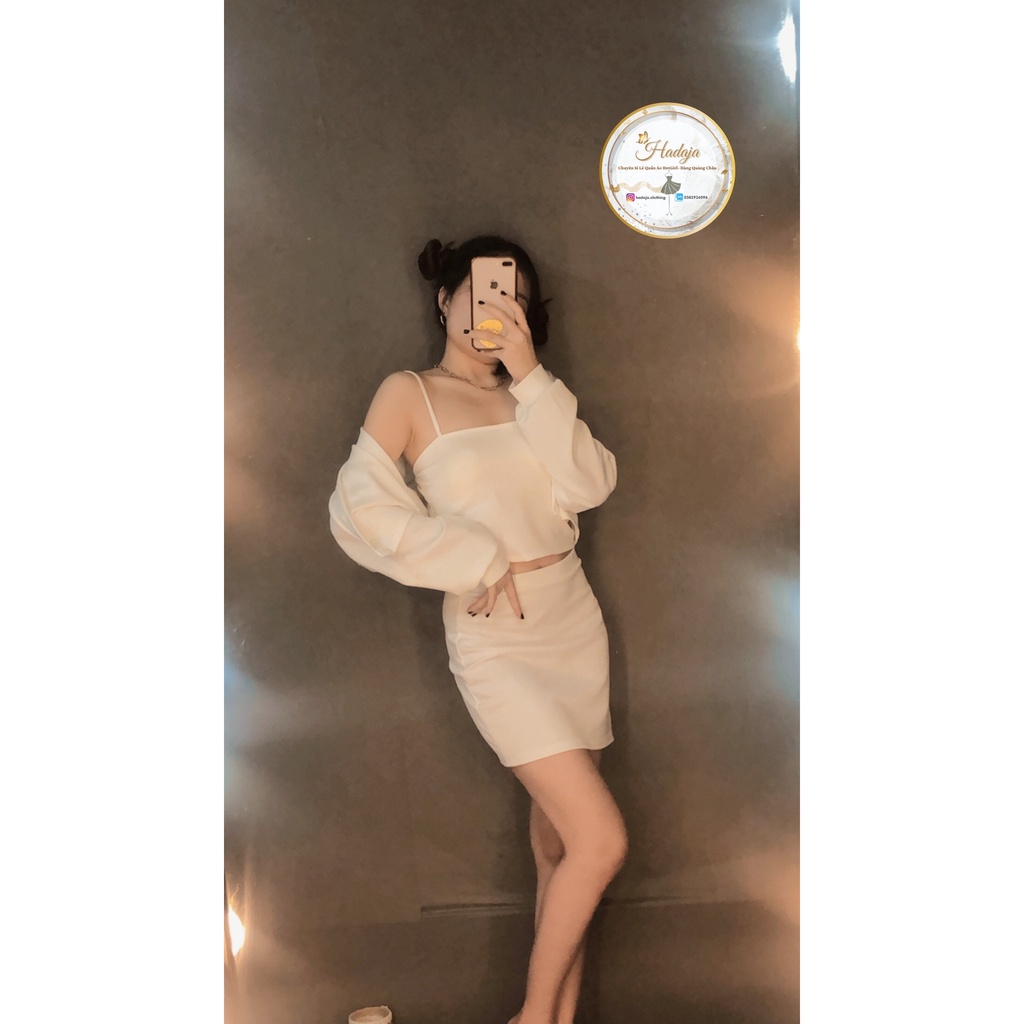 Set 3 món 🌹 kèm ảnh thật set bộ đồ nữ thời trang thu đông chất cotton umi dày dặn có mút ngực SE01