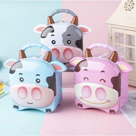 Két sắt mini tiết kiệm tiền hình con bò sữa cho bé (1226KSM)