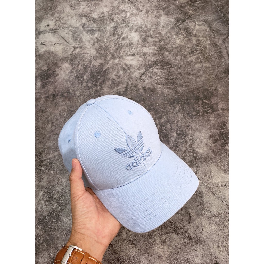 (HÀNG XUẤT XỊN) Mũ / Nón das xanh logo xanh H01 Trefoil Logo Baseball Cap / Clear Sky Made in Thailand full tem tag