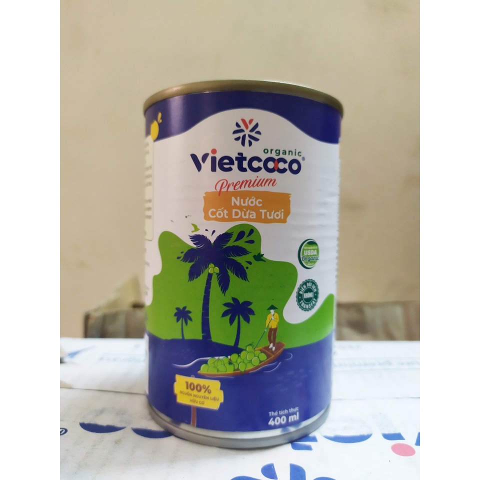 Nước Cốt Dừa Organic Vietcoco 400ml Hưu Cơ Giảm Cân