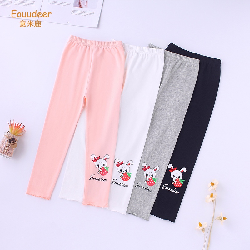 Quần Legging Co Giãn 90-140cm In Họa Tiết Hoạt Hình Phong Cách Hàn Quốc Dành Cho Bé Gái