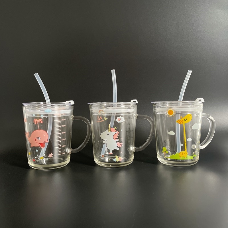 [CHÍNH HÃNG] Ly Thủy Tinh Chia Vạch, Ly Pha Sữa Chia Vạch 350ml, Nắp Chống Tràn, Tiện Lợi, Bền Đẹp | BigBuy360 - bigbuy360.vn