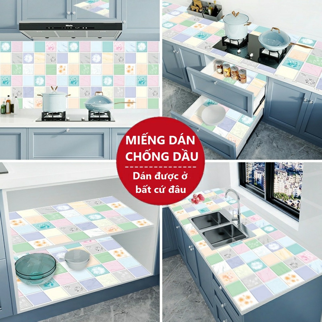 Giấy dán bếp chống dầu mỡ, chịu nhiệt, decal dán tường nhiều mẫu sang trọng