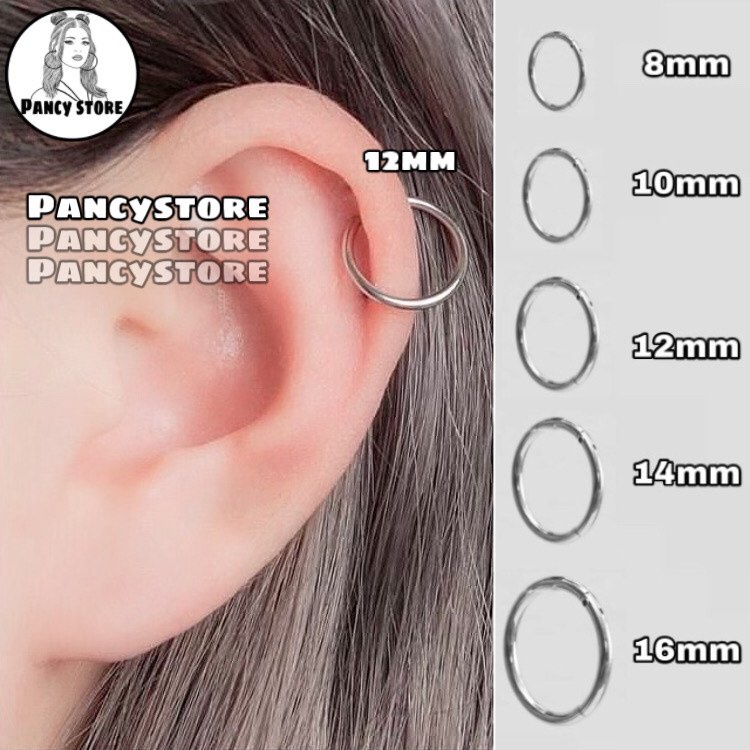 khuyên tai nam nữ titan tròn trơn siêu mỏng bông tai Unisex