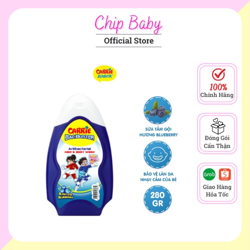 Sữa Tắm Gội Sạch Khuẩn Carrie Junior BacBuster Hương Strawberry 280G