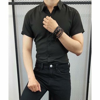 Áo sơ mi nam ngắn tay màu đen