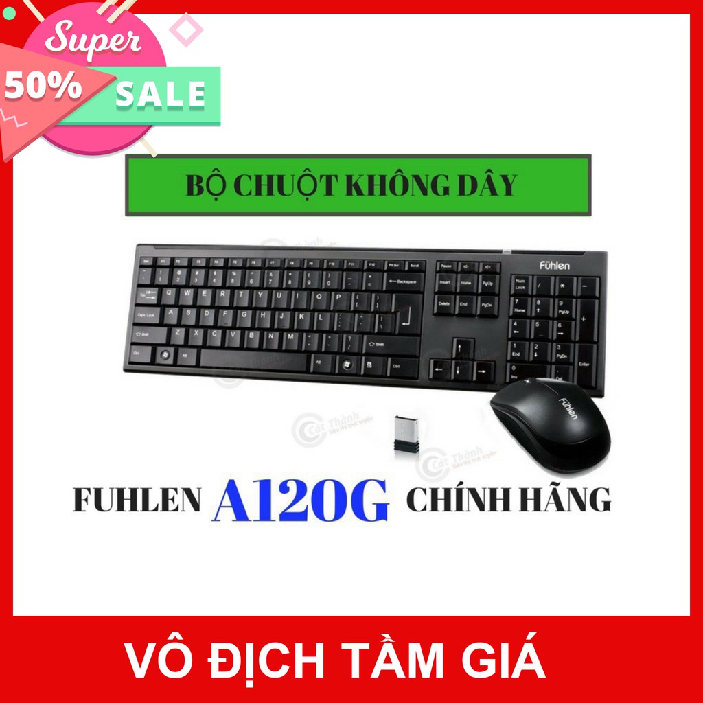 Bộ chuột và bàn phím không dây Fuhlen A120G - Màu đen - Chính hãng - BH 24 tháng
