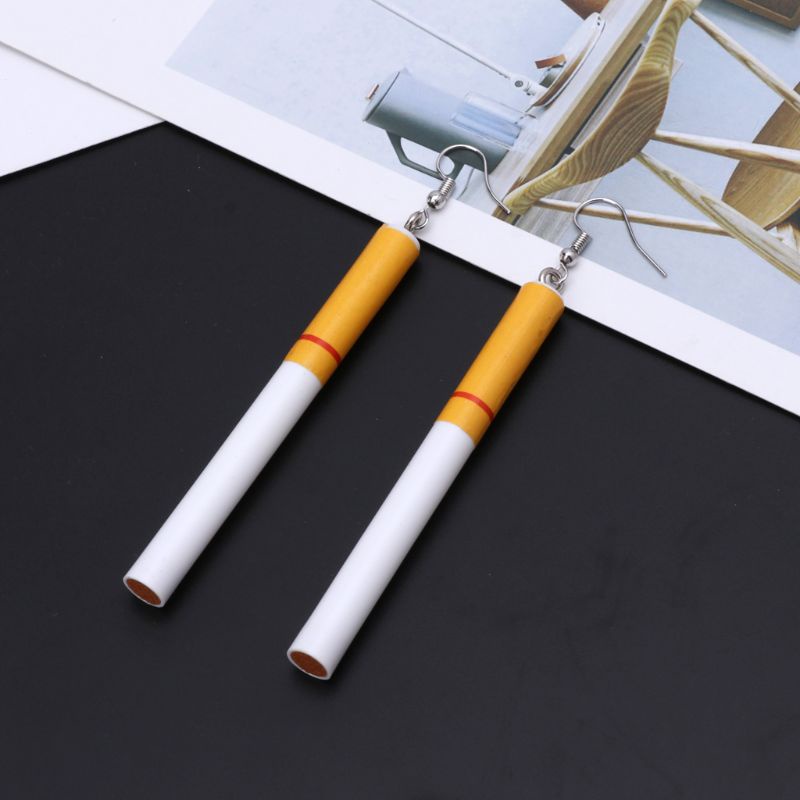 Khuyên tai hình điếu thuốc lá bằng nhựa acrylic nhân tạo thời trang vui nhộn cho nữ chất lượng cao