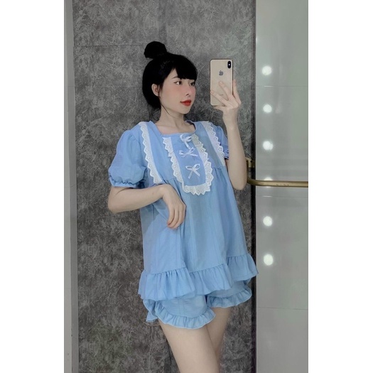 Đồ bộ đùi đũi tiểu thư mặc nhà siêu dễ thương cá tính form 45-60kg | BigBuy360 - bigbuy360.vn