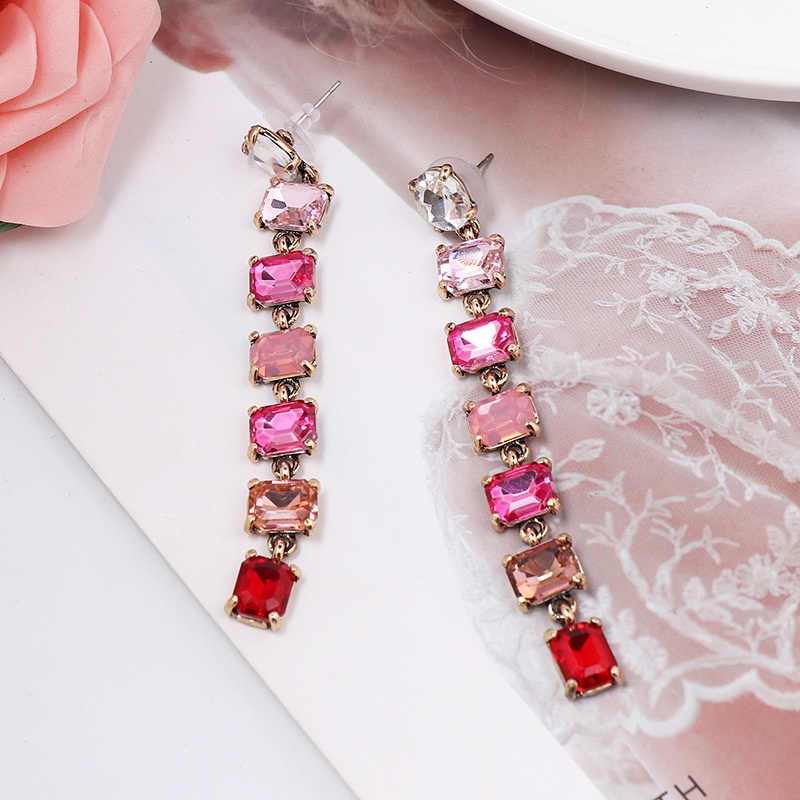 Khuyên tai Pinkdudu PD847 dáng dài bằng hợp kim màu gradient thời trang cho nữ