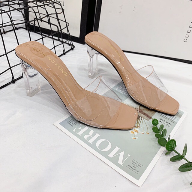 Guốc quai bản mica viền gót mica dẹp 8p