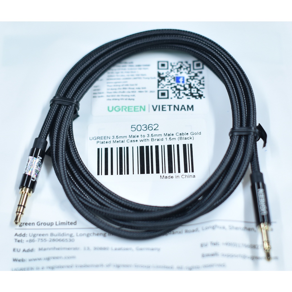 Cáp âm thanh 2 đầu 3.5mm dương ugreen 50362 chính hãng