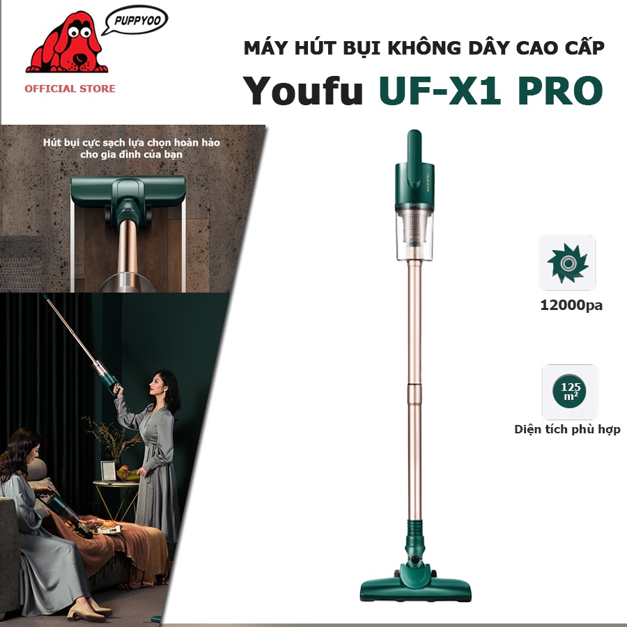 Máy hút bụi không dây Youfu UF-X1 Pro hàng chính hãng lực hút cực khỏe tặng kèm đầu hút chăn đệm chuyên dụng