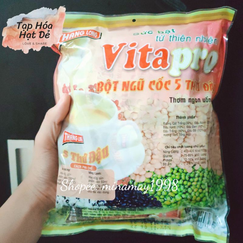 BỘT GẠO LỨC ĐẬU ĐỎ MÈ ĐEN VITAPRO - KHÔNG ĐƯỜNG (MẪU MỚI)