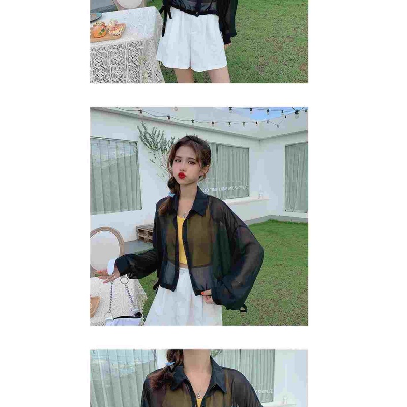 Áo Khoác Sơ Mi Voan Mỏng Tay Dài Dáng Rộng Chống Nắng Thời Trang Mùa Hè Cho Nữ