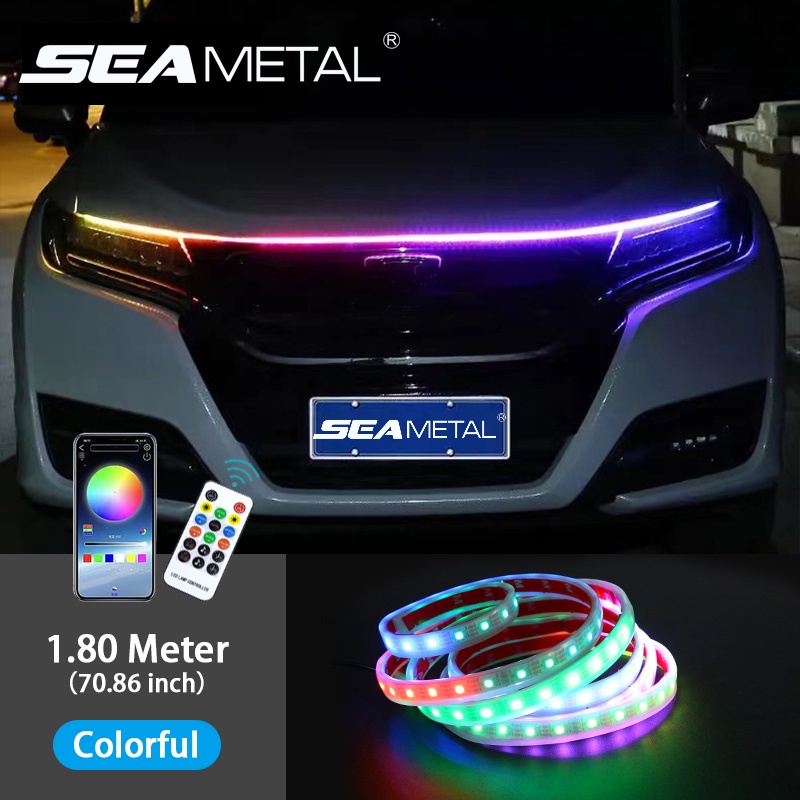 Dải đèn LED ô tô SEAMETAL 12v tự động gắn phía trước đầy màu sắc trắng băng xanh dương 150/180 CM