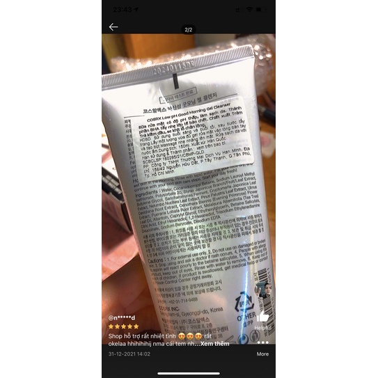 Sữa Rửa Mặt Cosrx Low PH Good Morning Gel Cleanser