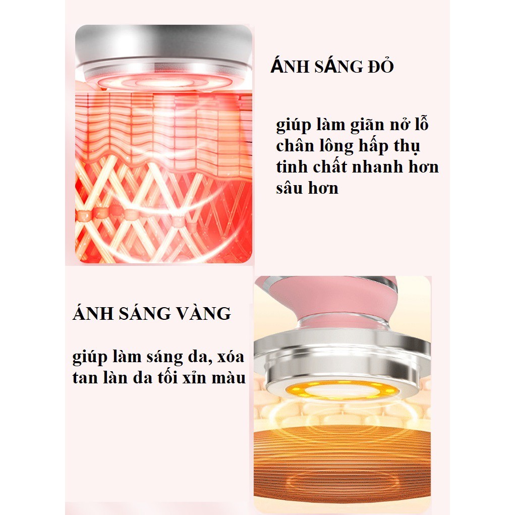 Máy massage mặt cầm tay ion 3 ánh sáng có đế- Kiểu Máy mát xa mặt mini có thể di tinh chất mẫu mới 2021